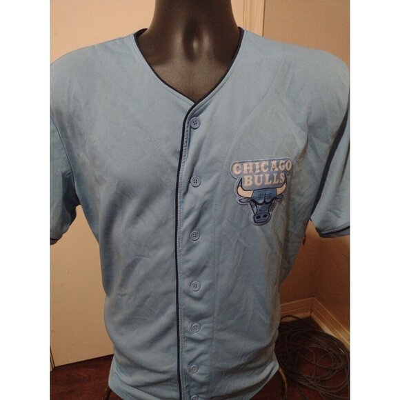 Chicago Bulls NBA Baseball Jersey Large L Light Blue #66 Rare Color To Find - Picture 1 of 10